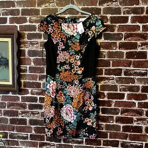 Jaye.e Floral Cap Sleeve Sheath Dress - Size 8